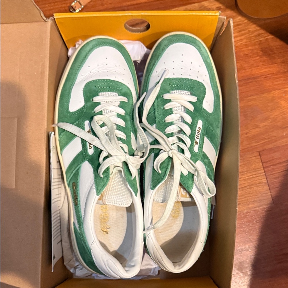 Gola Green and White Hawk II Sneakers